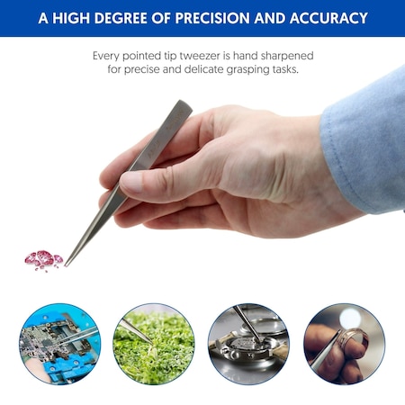 Amscope High Precision 5-inch Straight Precise Tip Tweezers TW-013-10PK